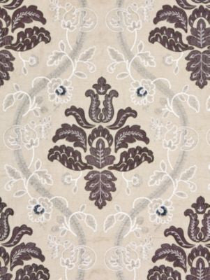 Isabella Embroidery Graphite SC270330003 by Scalamandre Designer Fabric ORIANA 50% LINEN 27% VISCOSE 16% SPUN VISCOSE, 7% SPUN POLYESTER INDIA LIGHT DUTY Horizontal: 30.375" and Vertical: 24.5" 54 - Swanky Fabrics -