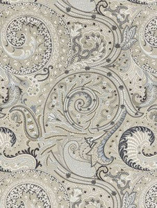 Scalamandre Fabric Malabar Paisley Embroidery Flax