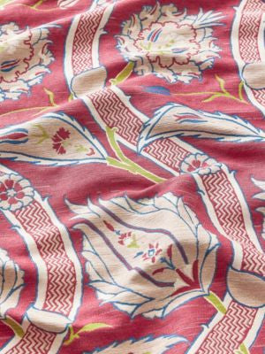 Kemha Woven Dragon Fruit SC273260003 by Scalamandre Fabric THE METROPOLITAN MUSEUM OF ART 42% COTTON 39% VISCOSE 10% POLYESTER 9% OTHER FIBER ITALY LIGHT DUTY Horizontal: 28" and Vertical: 29.5" 59 - Fabric Carolina -
