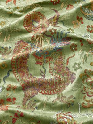 Dragon Tableau Spring Multi SC273270003 by Scalamandre Fabric THE METROPOLITAN MUSEUM OF ART 78% VISCOSE 22% COTTON ITALY MEDIUM DUTY Horizontal: 27.25" and Vertical: 26.25" 52.5 - Fabric Carolina -