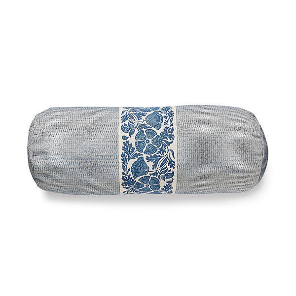 Luna/Gretel Bolster Pillow/Mineral / Bluebird by Scalamandre Pillow Scalamandre Pillow Luna/Gretel Bolster Pillow/Mineral / BluebirdPillow 40% COTTON 36% VISCOSE 24% POLYESTER USA </p><p>Repeat: H: , V: - Fabric Carolina -