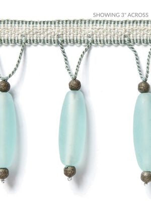 Vionnet Beaded Fringe Aquamarine SCFX15010003 by Scalamandre Designer Trim MERCHANTE 91% GLASS 5% METALLIC 4% VISCOSE INDIA LIGHT DUTY Horizontal: and Vertical: 1.125" 3.13 - Swanky Fabrics -