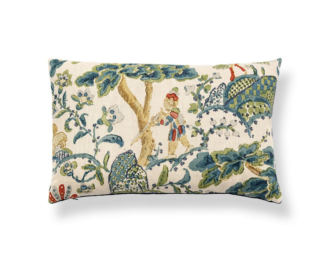 Kelmescott Hand Block Pillow 14 X 22 - Peacock On Sand SCLBDK165900003 by Scalamandre Designer Pillow