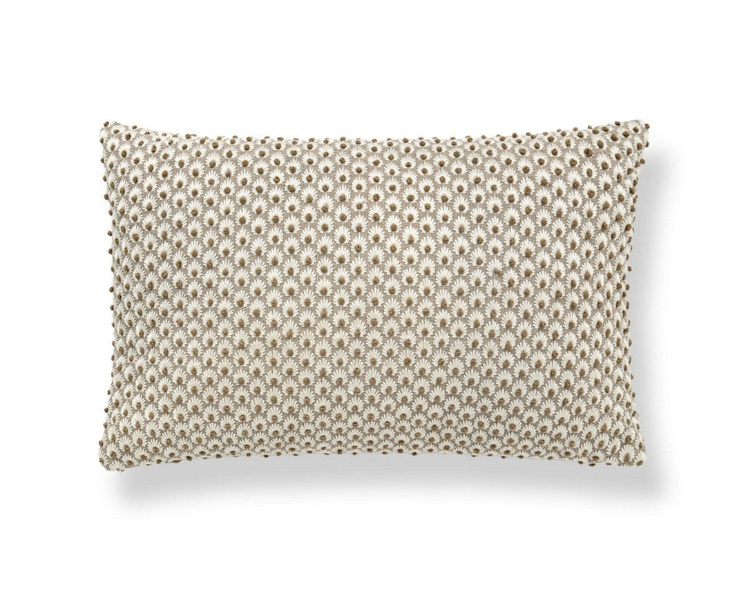 Fleur Embroidery Pillow 14 X 22 - Flax SCLBDK271230003 by Scalamandre Designer Pillow