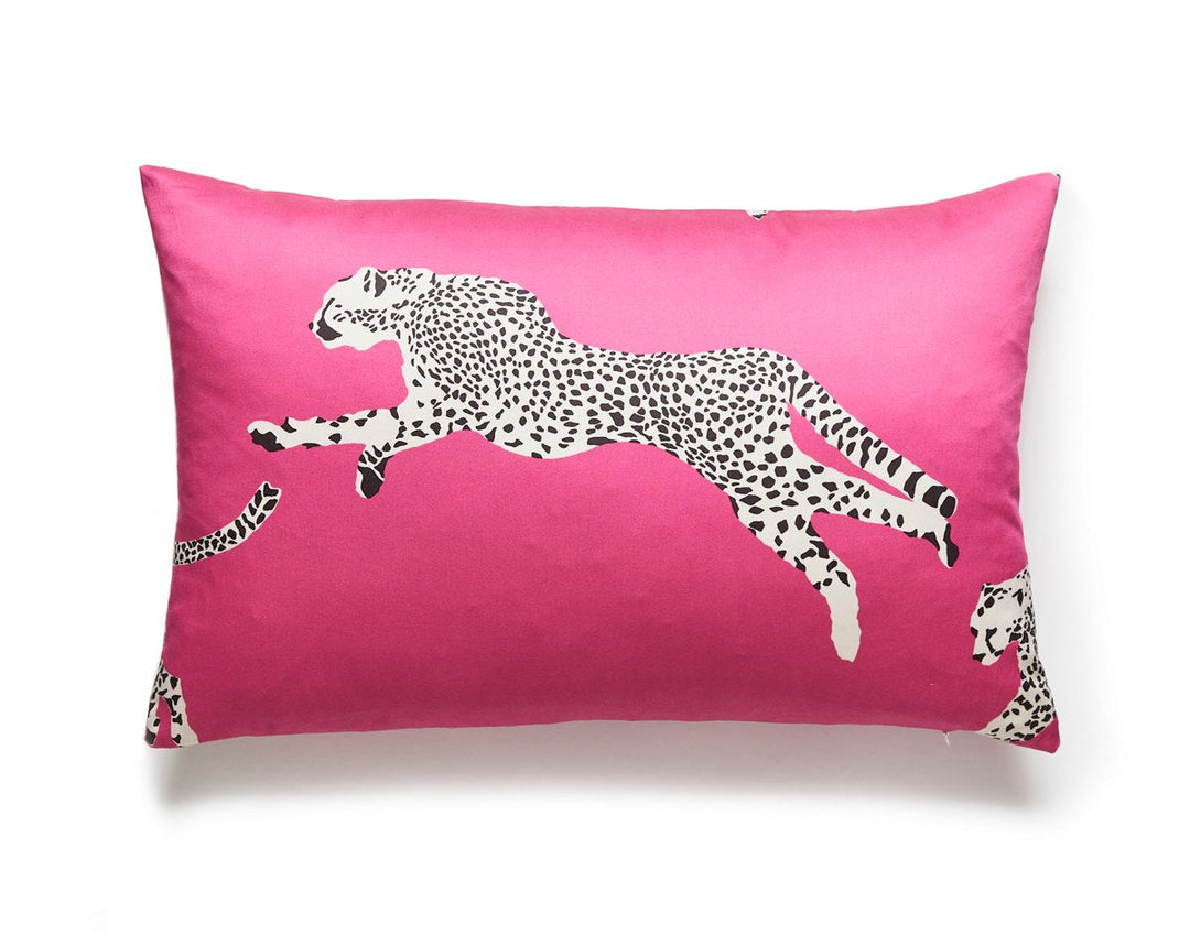 Leaping Cheetah Pillow 14 X 22 - Bubblegum SCLCHEETPIL0003 by Scalamandre Designer Pillow