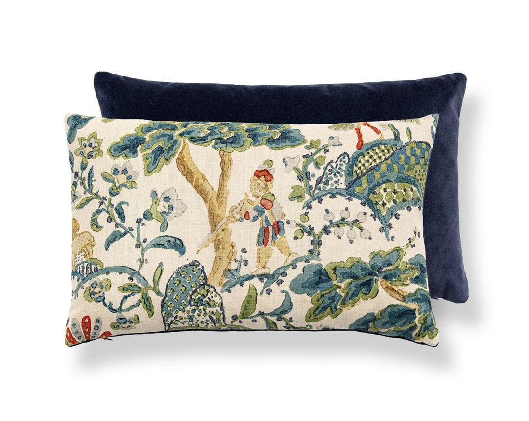 Kelmescott / Aurora Pillow 22 X 14 - Peacock On Sand /Navy SCMBDK165900003 by Scalamandre Designer Pillow