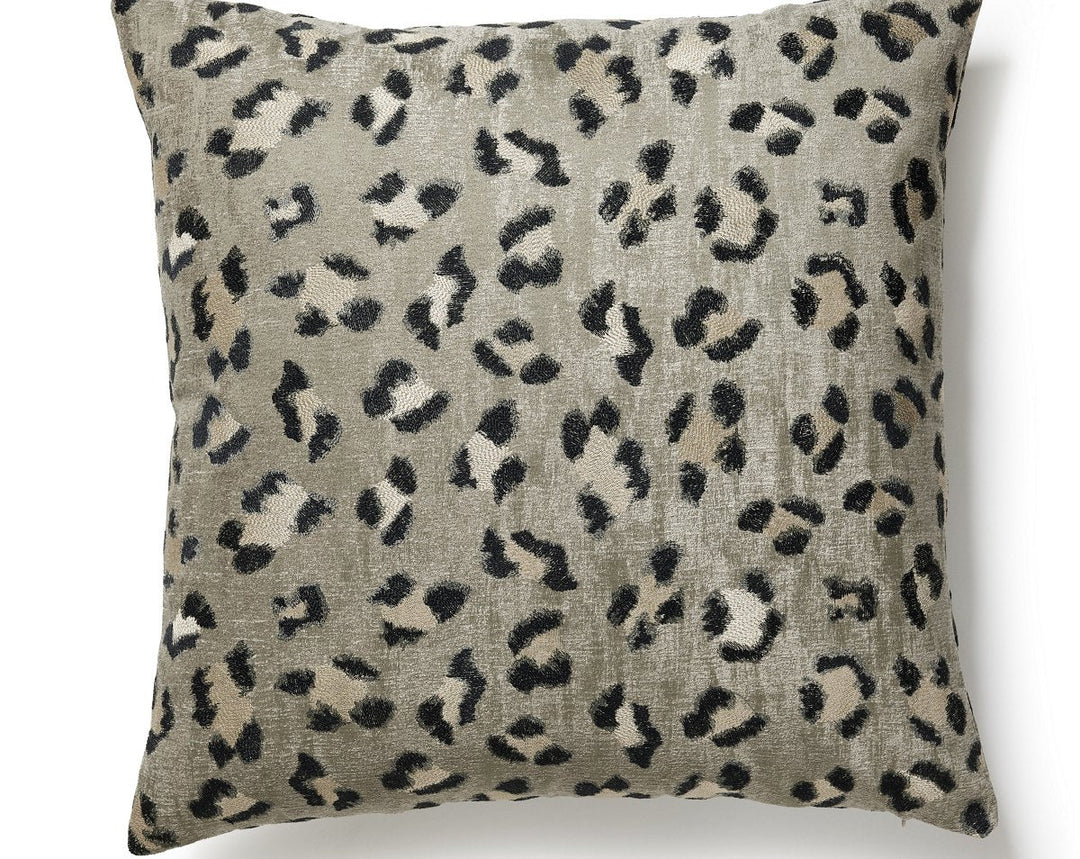 Broderie Leopard Pillow 22 X 22 - Ebony On Silver SCSDDK270750003 by Scalamandre Designer Pillow