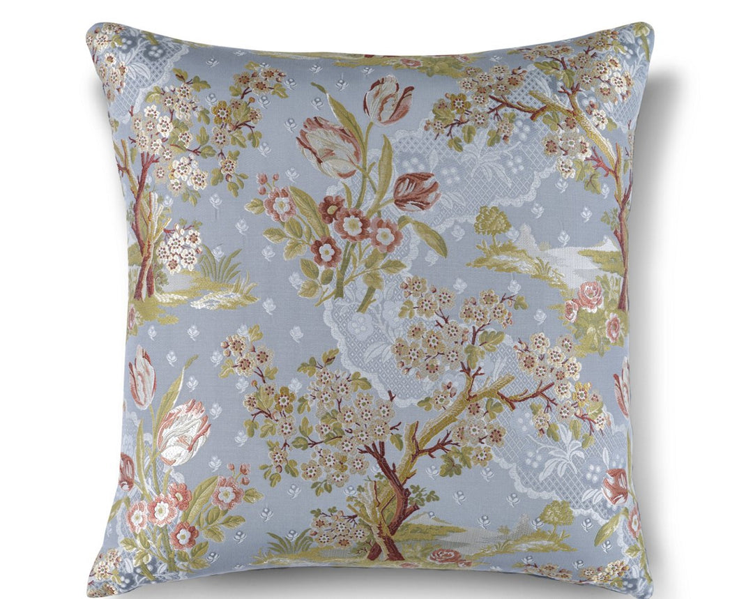 Avignon Brocade Pillow 22 X 22 - Peach Sky SCSDDK273220003 by Scalamandre Designer Pillow