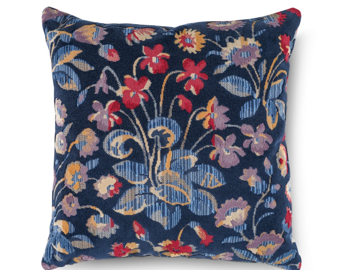 Millefleur Velvet Pillow 22 X 22 - Navy Lilac SCSDDK273280003 by Scalamandre Designer Pillow