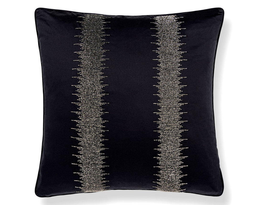 Veronica Beaded Pillow 22 X 22 - Black/Pewter SCSDDS883860003 by Scalamandre Designer Pillow