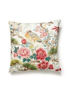 Scalamandre Pillows Shenyang Linen Print Pillow 22 X 22 - Bloom