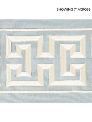Imperial Embroidered Tape Sky SCT32800003 by Scalamandre Designer Trim ORIANA 80% COTTON 20% RAYON INDIA LIGHT DUTY Horizontal: 6.5" and Vertical: 6 - Swanky Fabrics -
