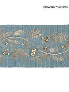 Scalamandre Trim Laurel Embroidered Tape Bluestone