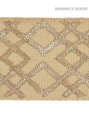 Lattice Tape Camel SCT32950003 by Scalamandre Designer Trim MODERN LUXURY 70% COTTON 30% VISCOSE INDIA LIGHT DUTY Horizontal: 3.75" and Vertical: 2.75 - Swanky Fabrics -