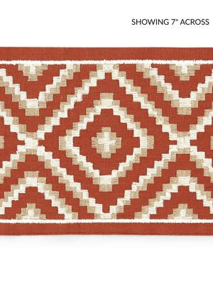 <p>Medina Embroidered Tape Carnelian SCT33060003 by Scalamandre Trim</p><p><strong>Required Minimum Quantity Purchase: Fabrics by the yard 1 YARD MINIMUM </p><p>Book: LA BOHEME</p><p>Content: 55% COTTON 37% VISCOSE 8% SPUN POLYESTER</p><p>Origin: INDIA</p><p>Performance: LIGHT DUTY</p><p>Repeat: Horizontal: 5" and Vertical: </p><p>Width: 5.5</p>