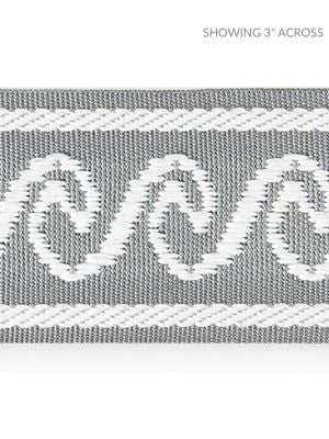 Wave Tape Smoke SCT33130003 by Scalamandre Designer Trim ISOLA INDOOR / OUTDOOR 100% POLYOLEFIN UNITED KINGDOM HEAVY DUTY Horizontal: 1.125" and Vertical: 2.38 - Swanky Fabrics -