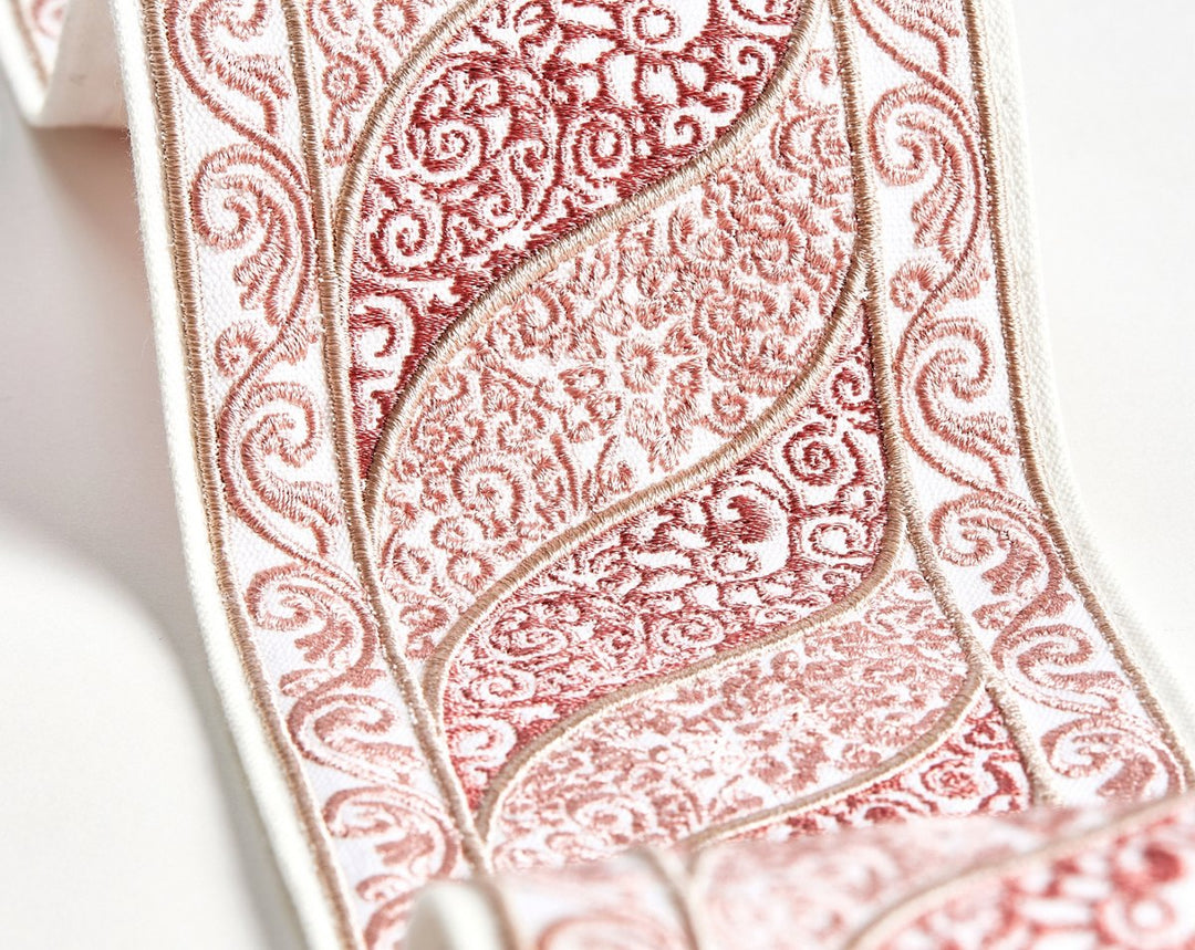 Paisley Embroidered Tape French Rose SCT33400003 by Scalamandre Designer Trim