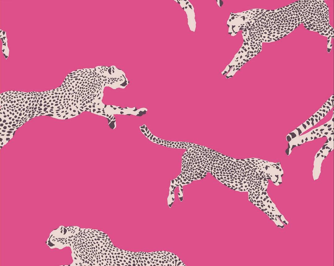 Leaping Cheetah Bubblegum SCWP88449D0003 by Scalamandre Designer Wallpaper