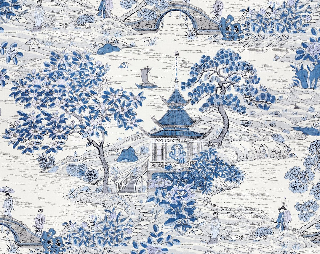 Satomi | Wallcovering Evening Blue SCWP885540003 by Scalamandre Designer Wallpaper