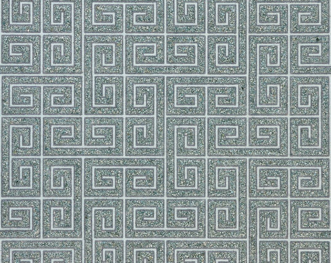 Fret Mosaic Grasscloth Mineral SCWP885570003 by Scalamandre Designer Wallpaper