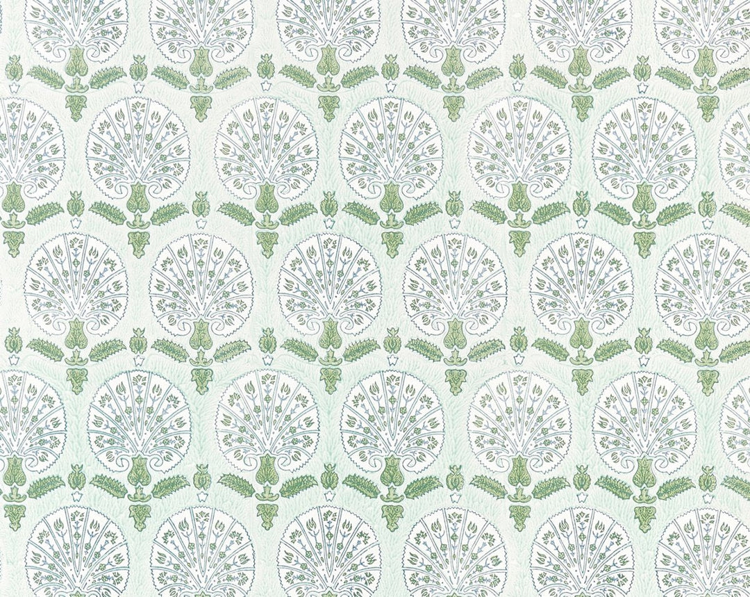 Karanfil Block Print Wallpaper Green Tea SCWP885600003 by Scalamandre Designer Wallpaper