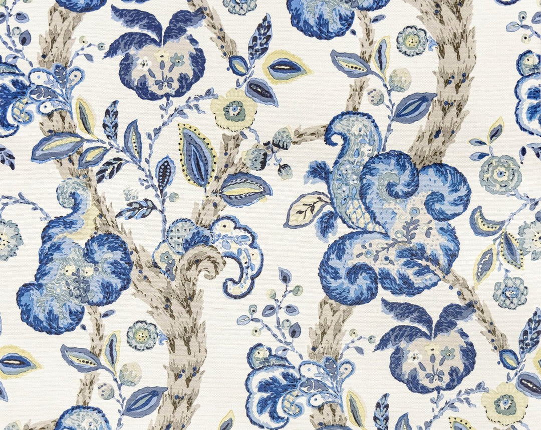 Cumbria Wallcovering China Blue On Ivory SCWP885890003 by Scalamandre Designer Wallpaper