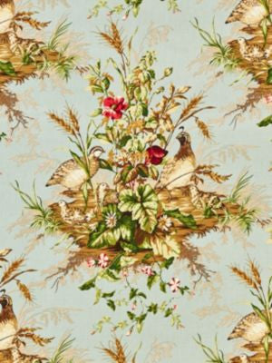 Edwin'S Covey Linen Print Multi On London Blue SC163100004 by Scalamandre Designer Fabric 70% LINEN 30% COTTON UNITED KINGDOM LIGHT DUTY Horizontal: 31.5" and Vertical: 36" 54 - Swanky Fabrics -