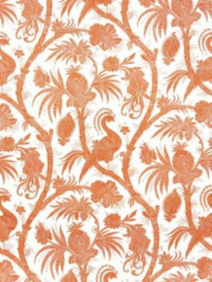 Balinese Peacock Linen Print Mandarin SC165750004 by Scalamandre Designer Fabric ORIANA 67% LINEN 33% COTTON FRANCE LIGHT DUTY Horizontal: 21.625" and Vertical: 28.5" 57 - Swanky Fabrics -