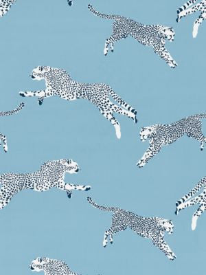Leaping Cheetah Cotton Print Cloud Nine SC166340004 by Scalamandre Designer Fabric SAHARA 100% COTTON ITALY LIGHT DUTY Horizontal: 25.125" and Vertical: 27.5" 55 - Swanky Fabrics -