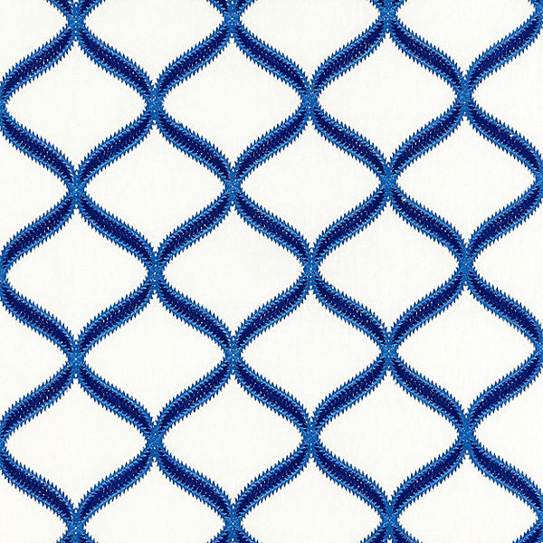 Rondure Embroidery/Cobalt Sc 000427074 by Scalamandre
 Fabric JARDIN 54% VISCOSE 46% LINEN INDIA LIGHT DUTY Horizontal: 7.75" and Vertical: 7" 55" - Fabric Carolina -