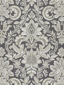 Scalamandre Fabric Elizabeth Damask Embroidery Charcoal