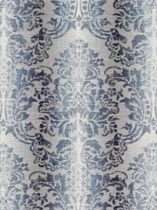 Scalamandre Fabric Sorrento Linen Damask Indigo