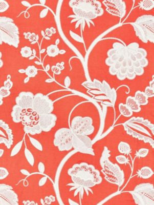 Kensington Embroidery Coral SC271510004 by Scalamandre Designer Fabric BOTANICA 50% POLYESTER 30% LINEN 20% COTTON INDIA LIGHT DUTY Horizontal: 30.375" and Vertical: 24.75" 51 - Swanky Fabrics -