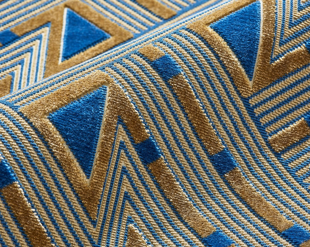 Kasai Velvet Blue And Gold SC273230004 by Scalamandre Designer Fabric