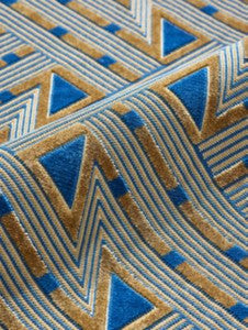 Kasai Velvet Blue And Gold SC273230004 by Scalamandre Fabric
