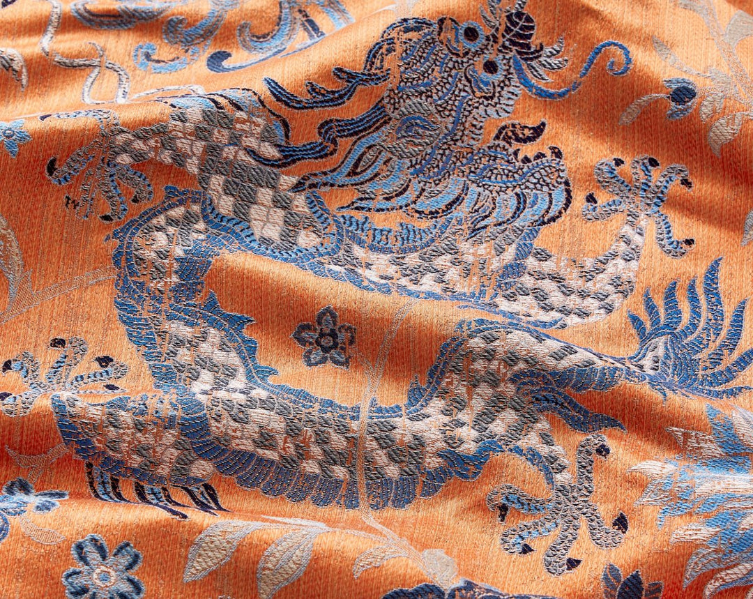 Dragon Tableau Persimmon Blue SC273270004 by Scalamandre Designer Fabric