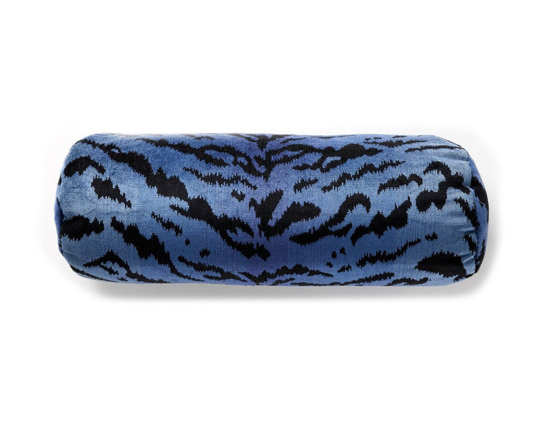 Tigre | Silk Pillow 21 X 7 - Blues & Black SCBADKSITIG0004 by Scalamandre Designer Pillow