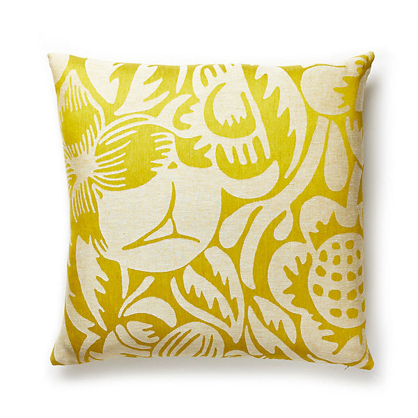 Deco Flower Chartreuse by Scalamandre
 Pillow Scalamandre
 Pillow Deco Flower ChartreusePillow 100% LINEN USA </p><p>Repeat: H: 43.375", V: 27" 54" - Fabric Carolina -
