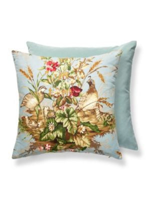 Edwin'S Covey Pillow 22 X 22 - Multi On London Blue SCEDWINPILL0004 by Scalamandre Designer Pillows 70% LINEN 30% COTTON U.S.A. Horizontal: and Vertical: 0 - Swanky Fabrics -