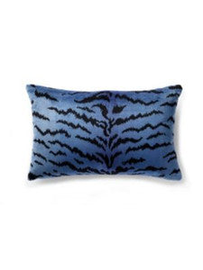 Scalamandre Pillows Tigre Pillow 14 X 22 - Blues & Black