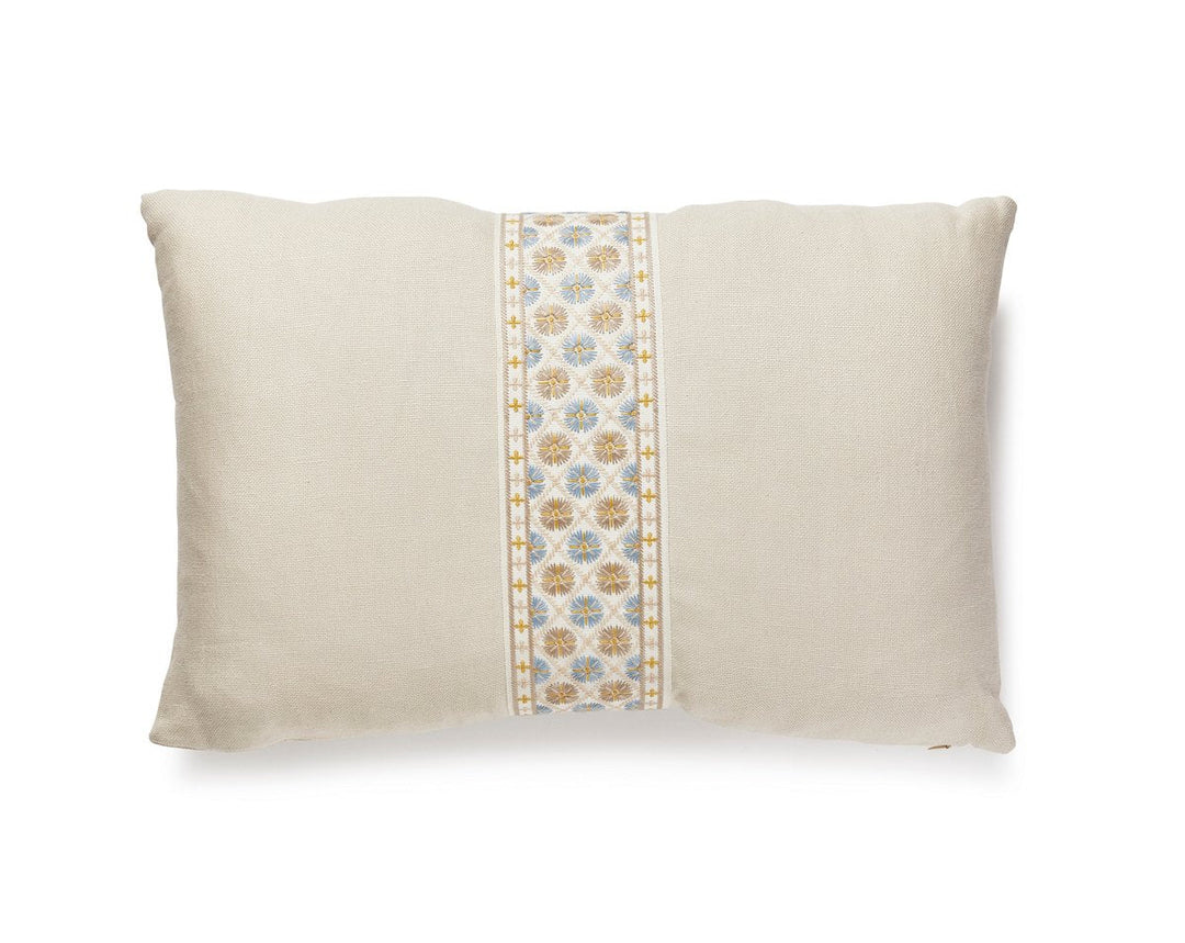Toscana/Hansel Tape Pillow 14 X 22 - Flax / Seaside SCLTOSCPILL0004 by Scalamandre Designer Pillow