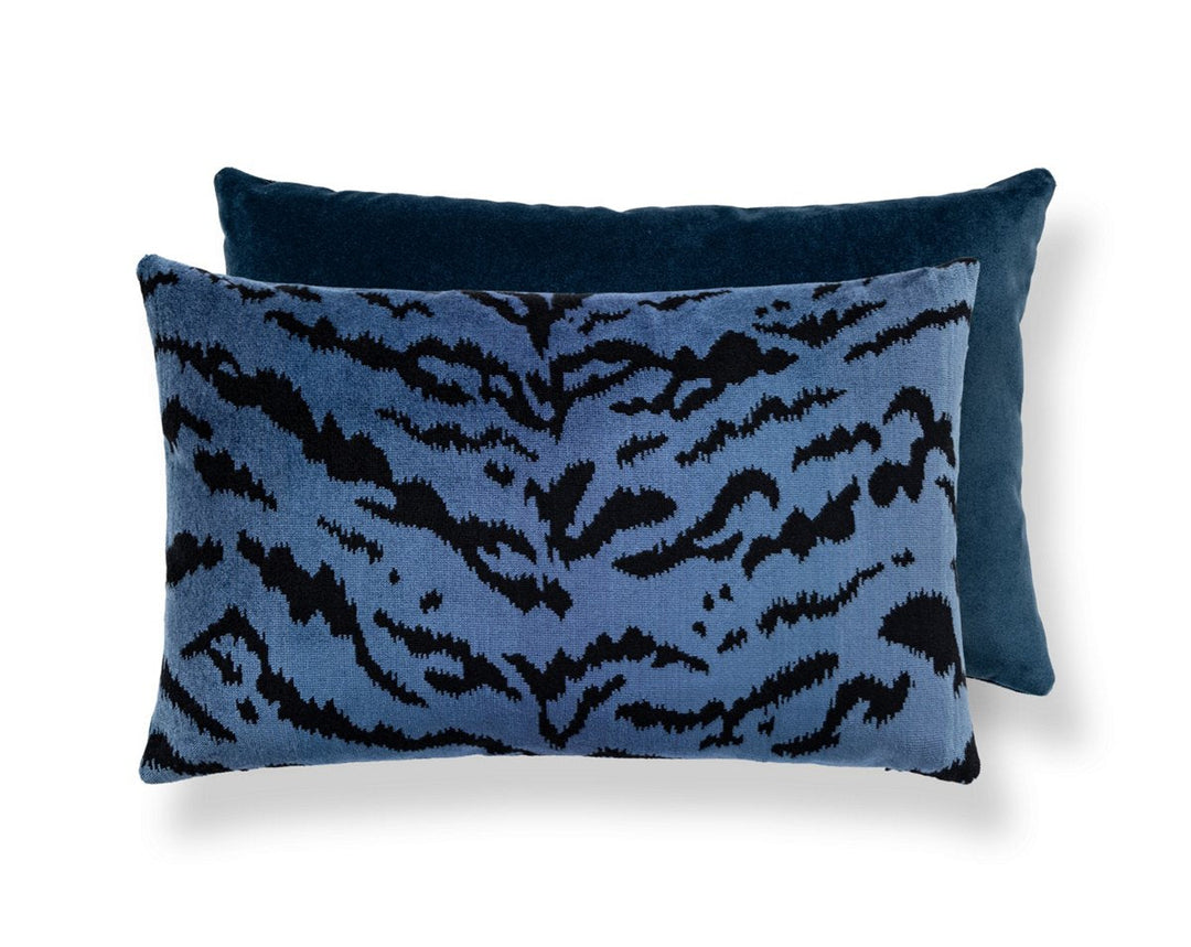 Tigre/Velvet Pillow 22 X 14 - Blues & Black / Indigo SCMBDK261670004 by Scalamandre Designer Pillow