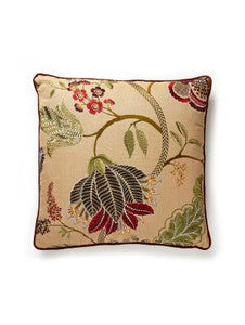 Scalamandre Pillows Palampore Embroidery Pillow 22 X 22 - Cinnamon