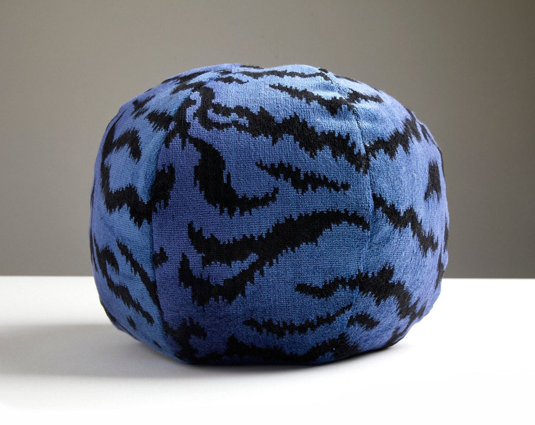 Tigre | Silk Pillow 12 Dia - Blues & Black SCRADKSITIG0004 by Scalamandre Designer Pillow