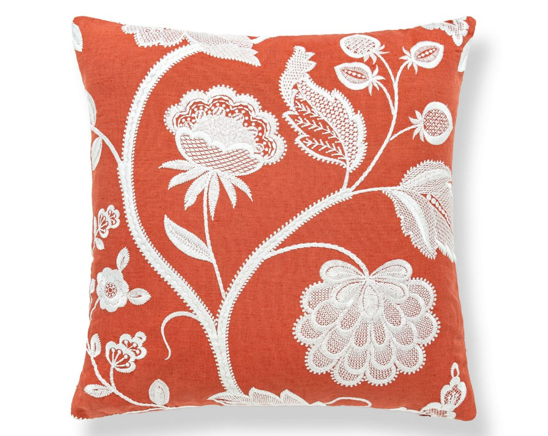 Kensington Embroidery Pillow 22 X 22 - Coral SCSDDK271510004 by Scalamandre Designer Pillow