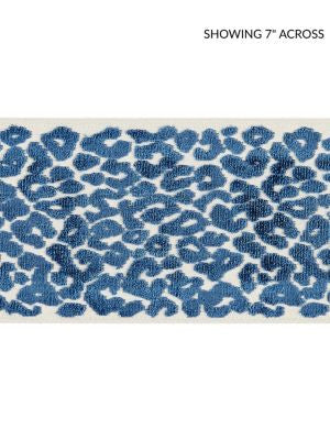 Leopard Velvet Tape Indigo SCT32770004 by Scalamandre Designer Trim ORIANA 50% VISCOSE 50% COTTON INDIA LIGHT DUTY Horizontal: 5.25" and Vertical: 4.25 - Swanky Fabrics -
