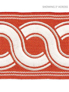 Scalamandre Trim Guilloche Embroidered Tape Coral