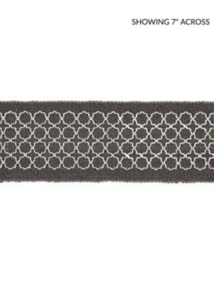 Seville Embroidered Tape Charcoal SCT32890004 by Scalamandre Designer Trim MERCHANTE 91% LINEN 9% RAYON INDIA LIGHT DUTY Horizontal: .5" and Vertical: 2.5 - Swanky Fabrics -