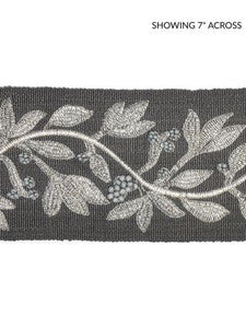 Scalamandre Trim Laurel Embroidered Tape Charcoal