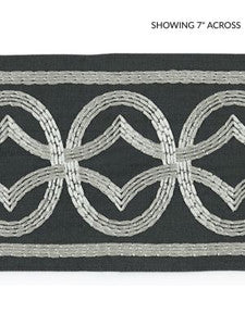 Scalamandre Trim Athena Embroidered Tape Charcoal
